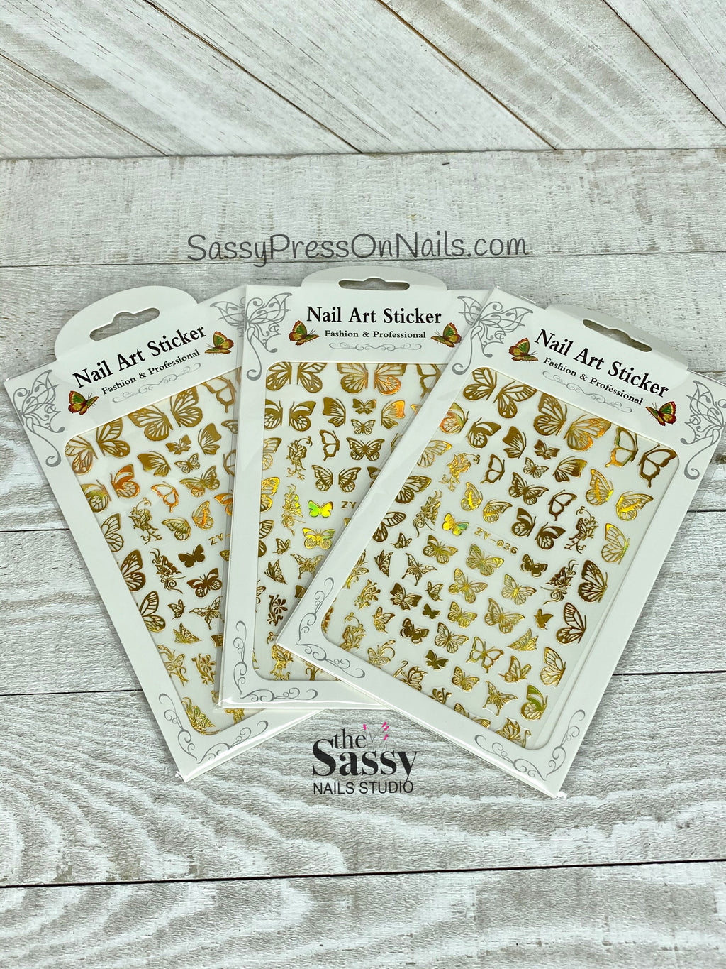Gold Laser Foil Butterfly Stickers